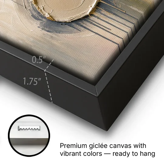 3D Textured Terracotta Disc Trio - Black Framed Canvas Wall Art - Gallery Wrap Corner
