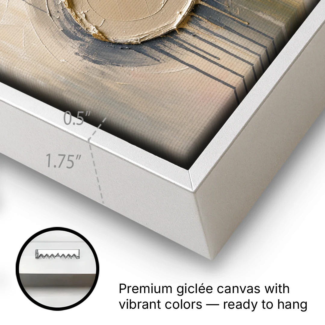 3D Textured Terracotta Disc Trio - White Framed Canvas Wall Art - Gallery Wrap Corner