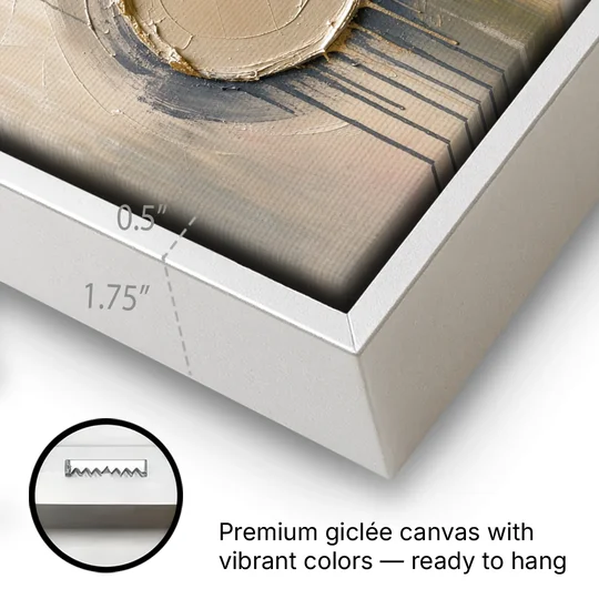 3D Textured Terracotta Disc Trio - White Framed Canvas Wall Art - Gallery Wrap Corner