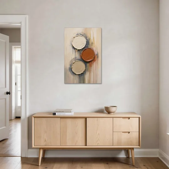 3D Textured Terracotta Disc Trio - Canvas Wall Art - Coffee Table - 24x36
