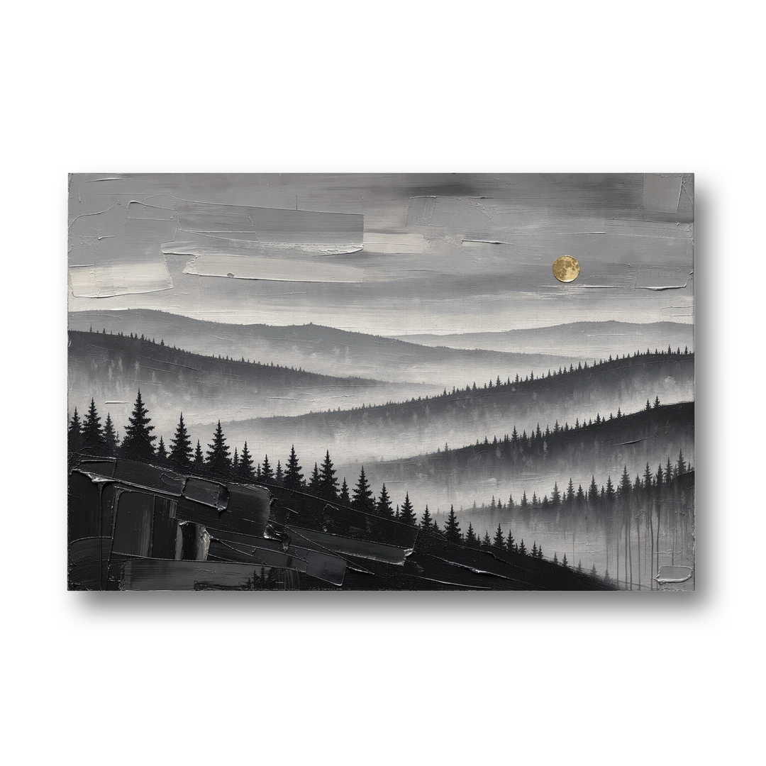 Above Bed Wall Art of Misty Pine Ridges - Canvas Wall Art - Front
