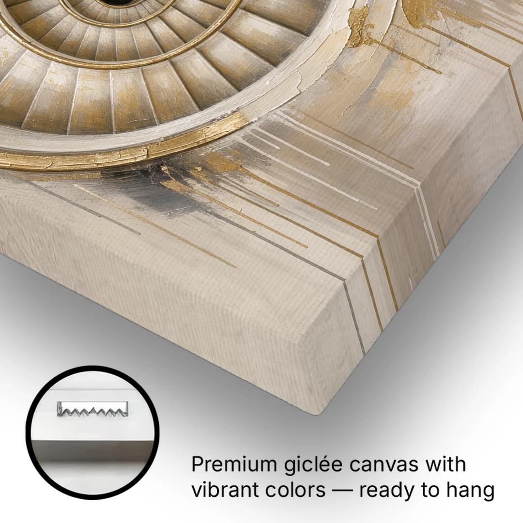 Abstract Architecture Painting of a Gilded Spiral Stair - Canvas Wall Art - Gallery Wrap Corner