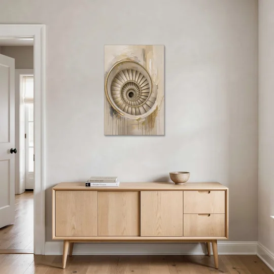 Abstract Architecture Painting of a Gilded Spiral Stair - Canvas Wall Art - Coffee Table - 24x36