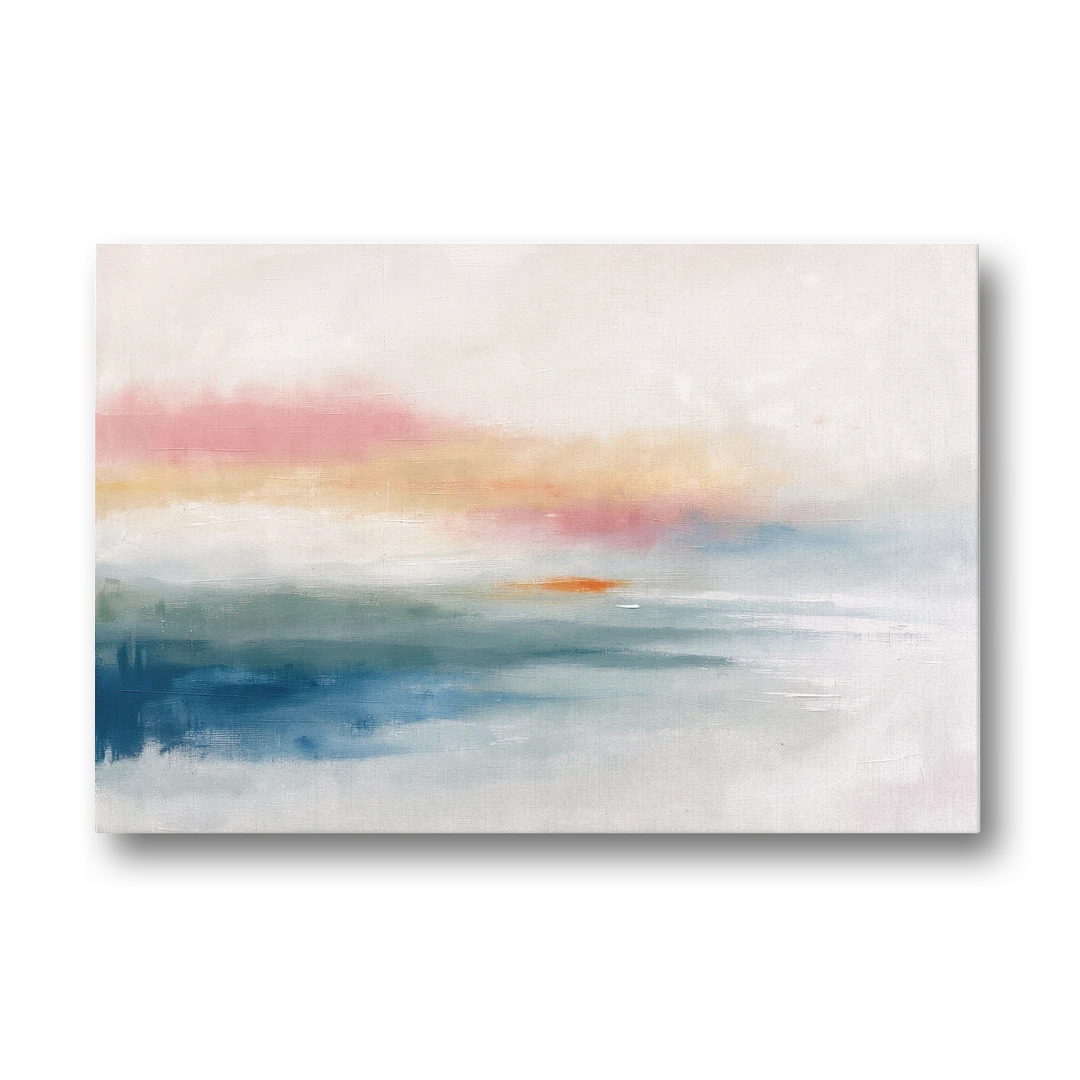 Abstract Art Above Bed with Tangerine Haze - Canvas Wall Art - Front