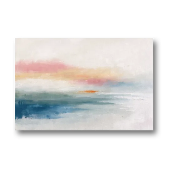Abstract Art Above Bed with Tangerine Haze - Canvas Wall Art - Front