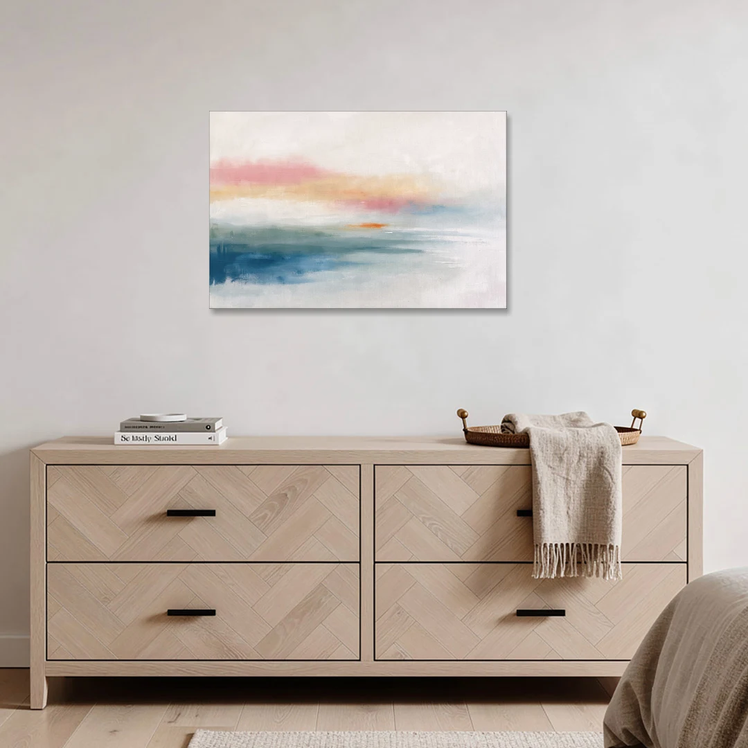 Abstract Art Above Bed with Tangerine Haze - Canvas Wall Art - Coffee Table - 36x24