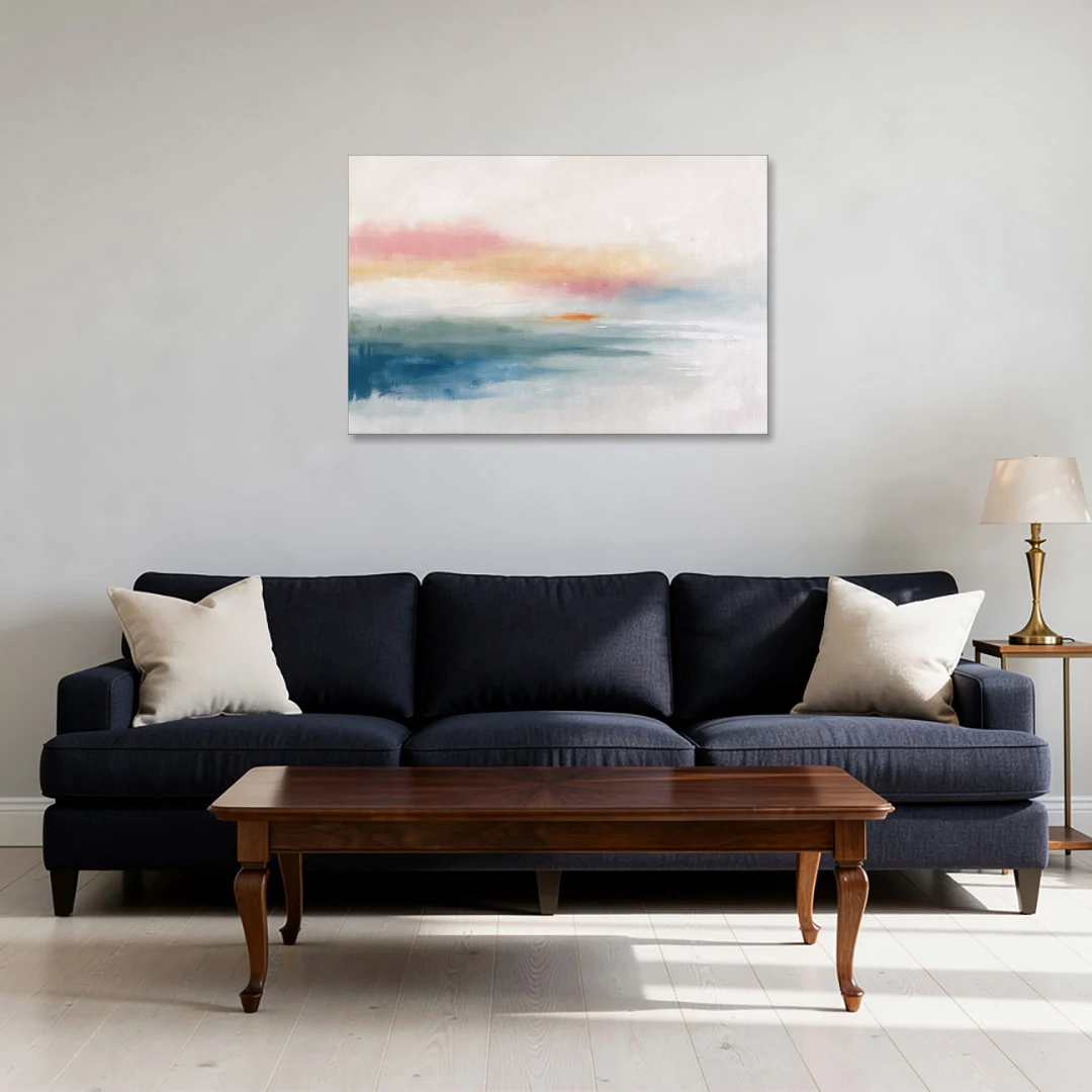 Abstract Art Above Bed with Tangerine Haze - Canvas Wall Art - Sofa - 36x24