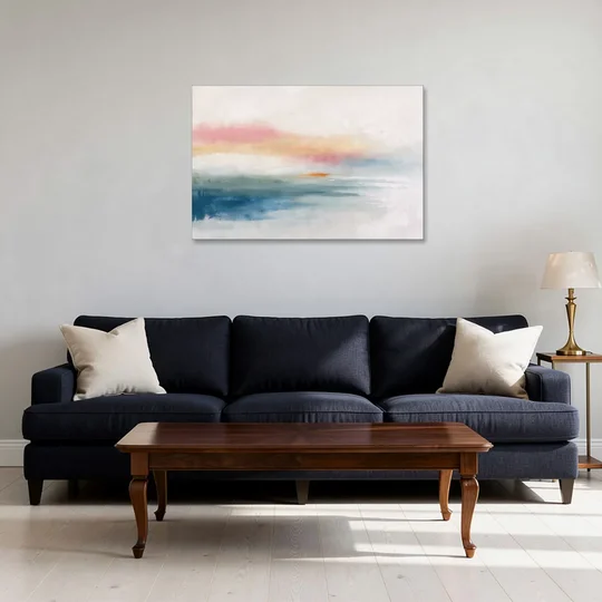 Abstract Art Above Bed with Tangerine Haze - Canvas Wall Art - Sofa - 36x24