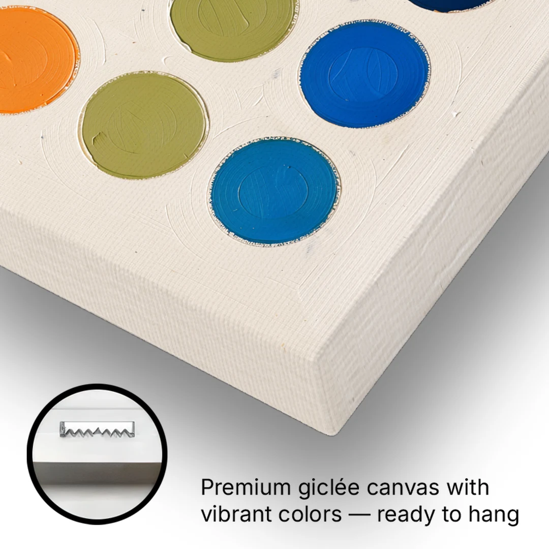 Abstract Art for Bedroom with Fading Painted Circles - Canvas Wall Art - Gallery Wrap Corner