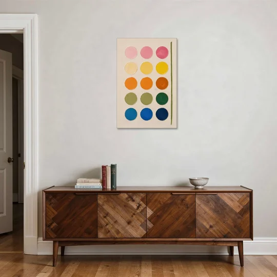 Abstract Art for Bedroom with Fading Painted Circles - Canvas Wall Art - Coffee Table - 24x36