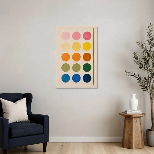 Abstract Art for Bedroom with Fading Painted Circles - Canvas Wall Art - Sofa - 24x36