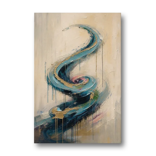 Abstract Blue and Gold Spiral Ascent - Canvas Wall Art - Front
