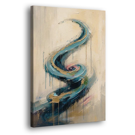 Abstract Blue and Gold Spiral Ascent - Canvas Wall Art - Side