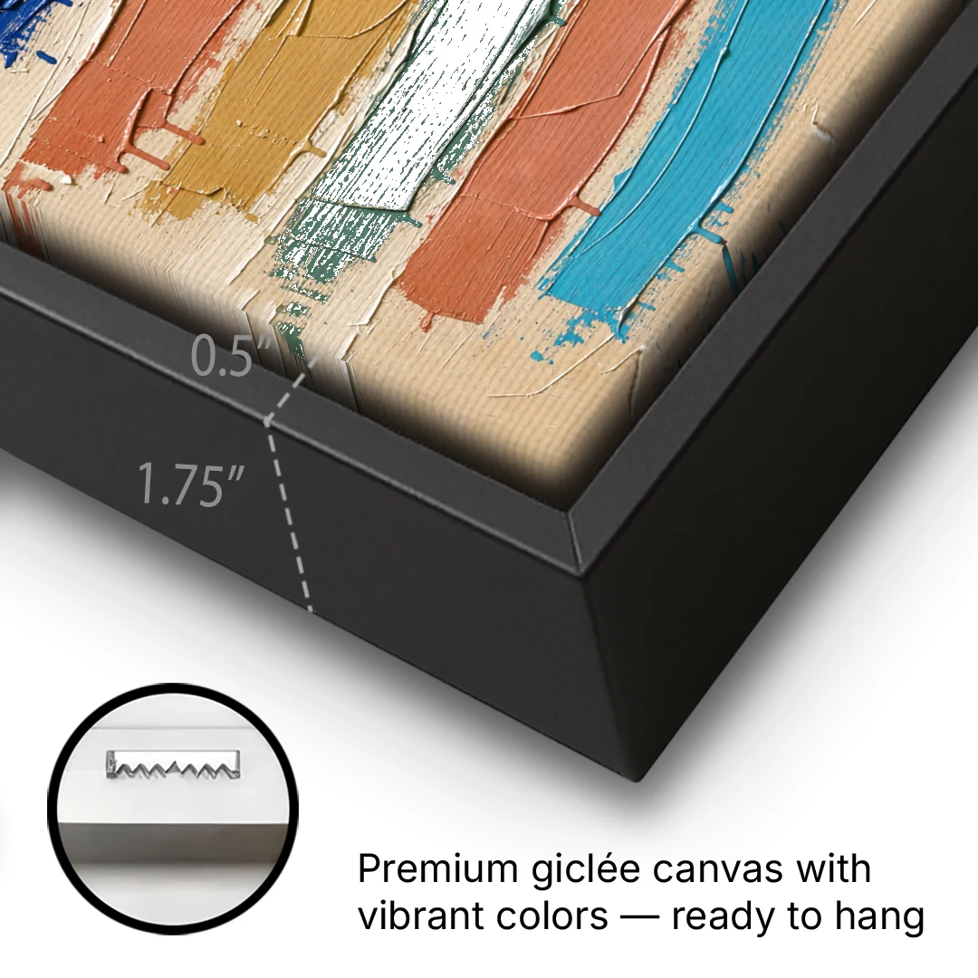 Abstract Canvas Prints Dripping Color Bands - Black Framed Canvas Wall Art - Gallery Wrap Corner