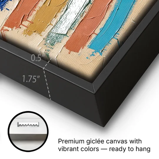 Abstract Canvas Prints Dripping Color Bands - Black Framed Canvas Wall Art - Gallery Wrap Corner