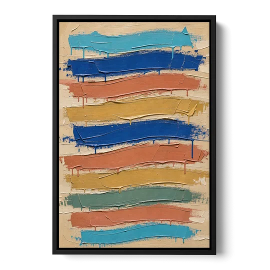 Abstract Canvas Prints Dripping Color Bands - Black Framed Canvas Wall Art - Front