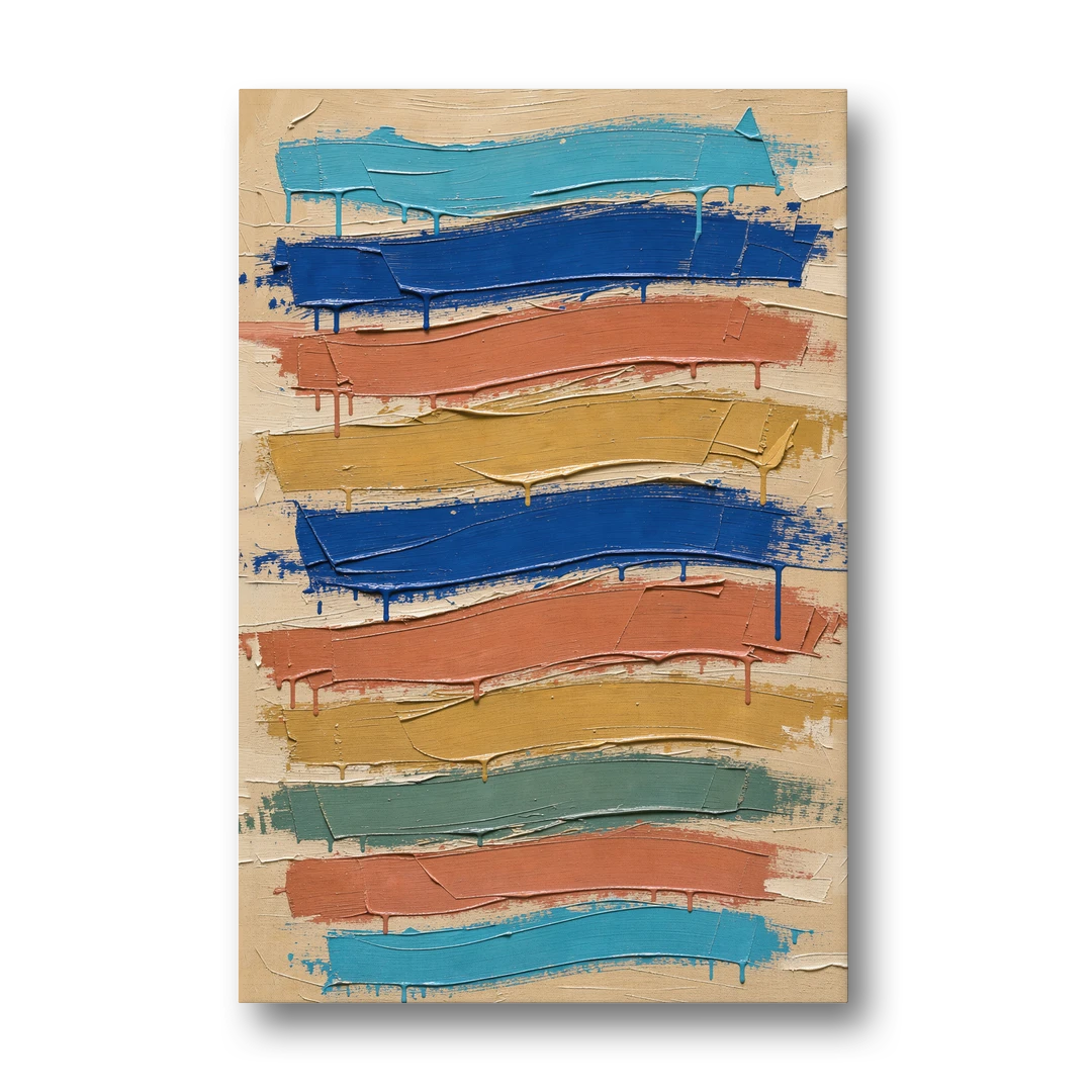 Abstract Canvas Prints Dripping Color Bands - Canvas Wall Art - Front