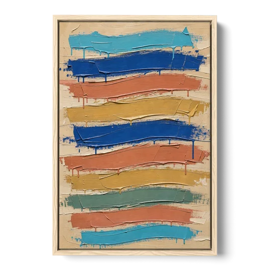 Abstract Canvas Prints Dripping Color Bands - Oak Framed Canvas Wall Art - Front