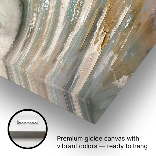 Abstract Coastal Wall Art of a Gilded Curling Wave - Canvas Wall Art - Gallery Wrap Corner