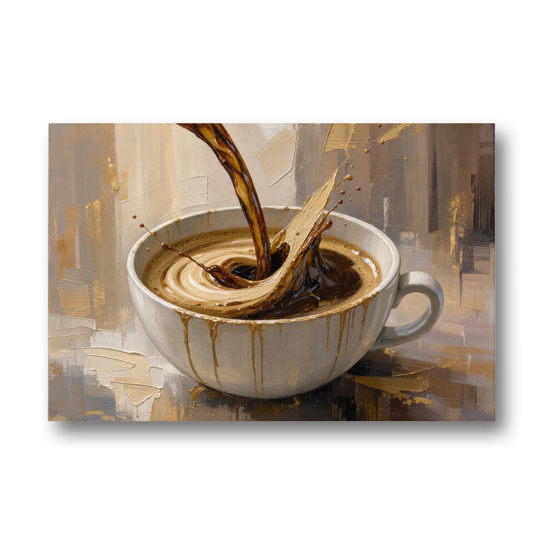 Abstract Coffee Art Pour and Swirl for the Kitchen - Canvas Wall Art - Front