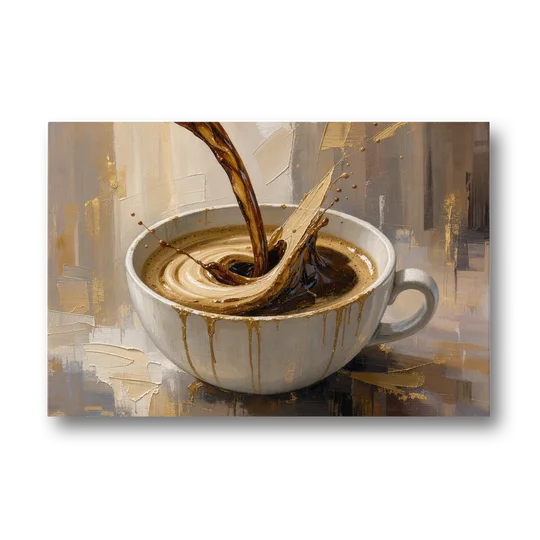 Abstract Coffee Art Pour and Swirl for the Kitchen - Canvas Wall Art - Front