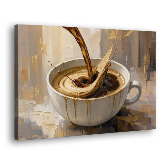 Abstract Coffee Art Pour and Swirl for the Kitchen - Canvas Wall Art - Side
