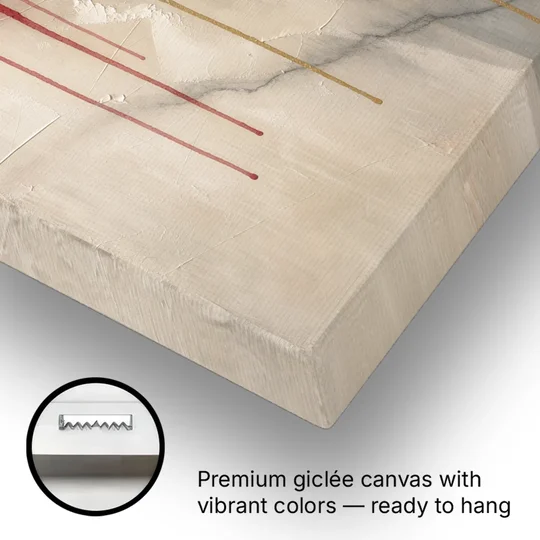 Abstract Crimson Vein in Cream Marble - Canvas Wall Art - Gallery Wrap Corner