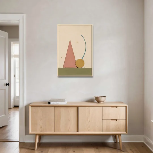 Abstract Geometric Wall Art of a Circle at Rest - Oak Framed Canvas Wall Art - Coffee Table - 24x36