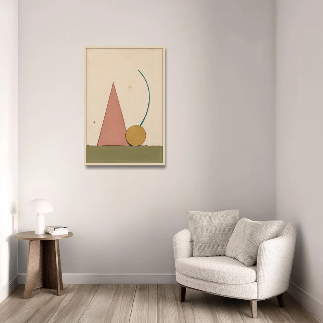 Abstract Geometric Wall Art of a Circle at Rest - Oak Framed Canvas Wall Art - Sofa - 24x36