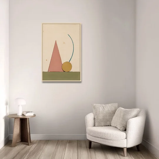 Abstract Geometric Wall Art of a Circle at Rest - Oak Framed Canvas Wall Art - Sofa - 24x36