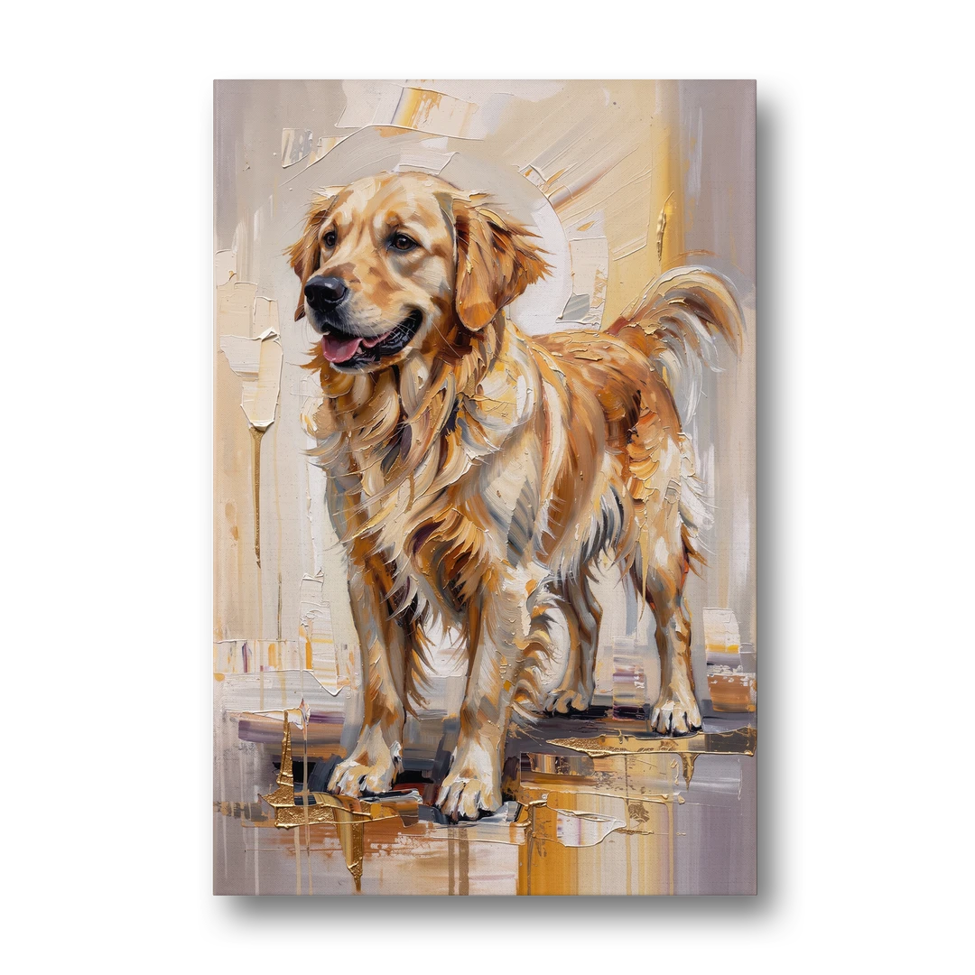 Abstract Golden Retriever in Gold Leaf - Canvas Wall Art - Front