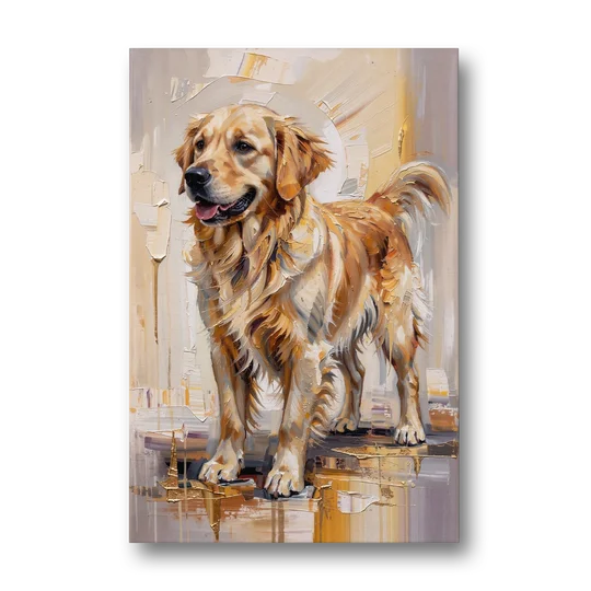 Abstract Golden Retriever in Gold Leaf - Canvas Wall Art - Front