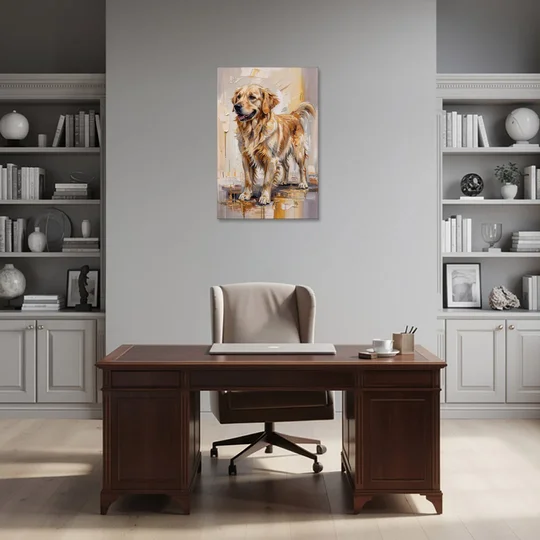Abstract Golden Retriever in Gold Leaf - Canvas Wall Art - Office - 24x36