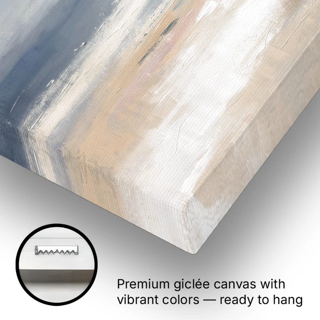 Abstract Horizon Painting in Navy and Mist - Canvas Wall Art - Gallery Wrap Corner