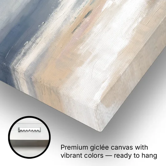 Abstract Horizon Painting in Navy and Mist - Canvas Wall Art - Gallery Wrap Corner