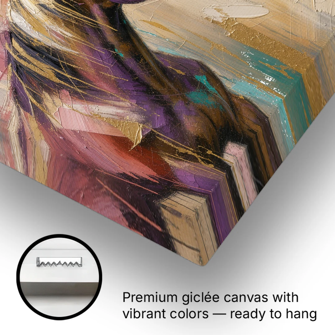 Abstract Horse Wall Art of Two Bays Touching Noses - Canvas Wall Art - Gallery Wrap Corner