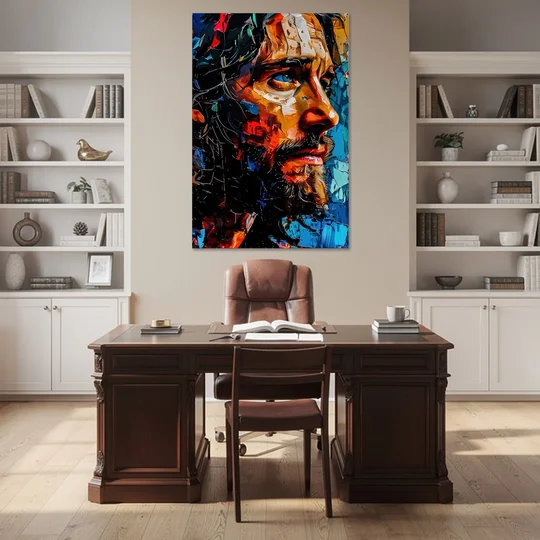 Abstract Jesus Portrait - Canvas Wall Art - Office - 40x60