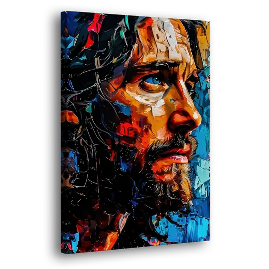 Abstract Jesus Portrait - Canvas Wall Art - Side