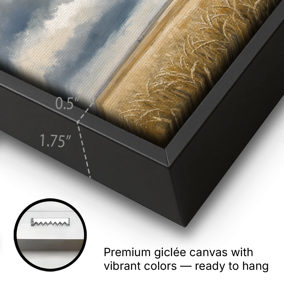Abstract Landscape Canvas Art of the Open Prairie - Black Framed Canvas Wall Art - Gallery Wrap Corner
