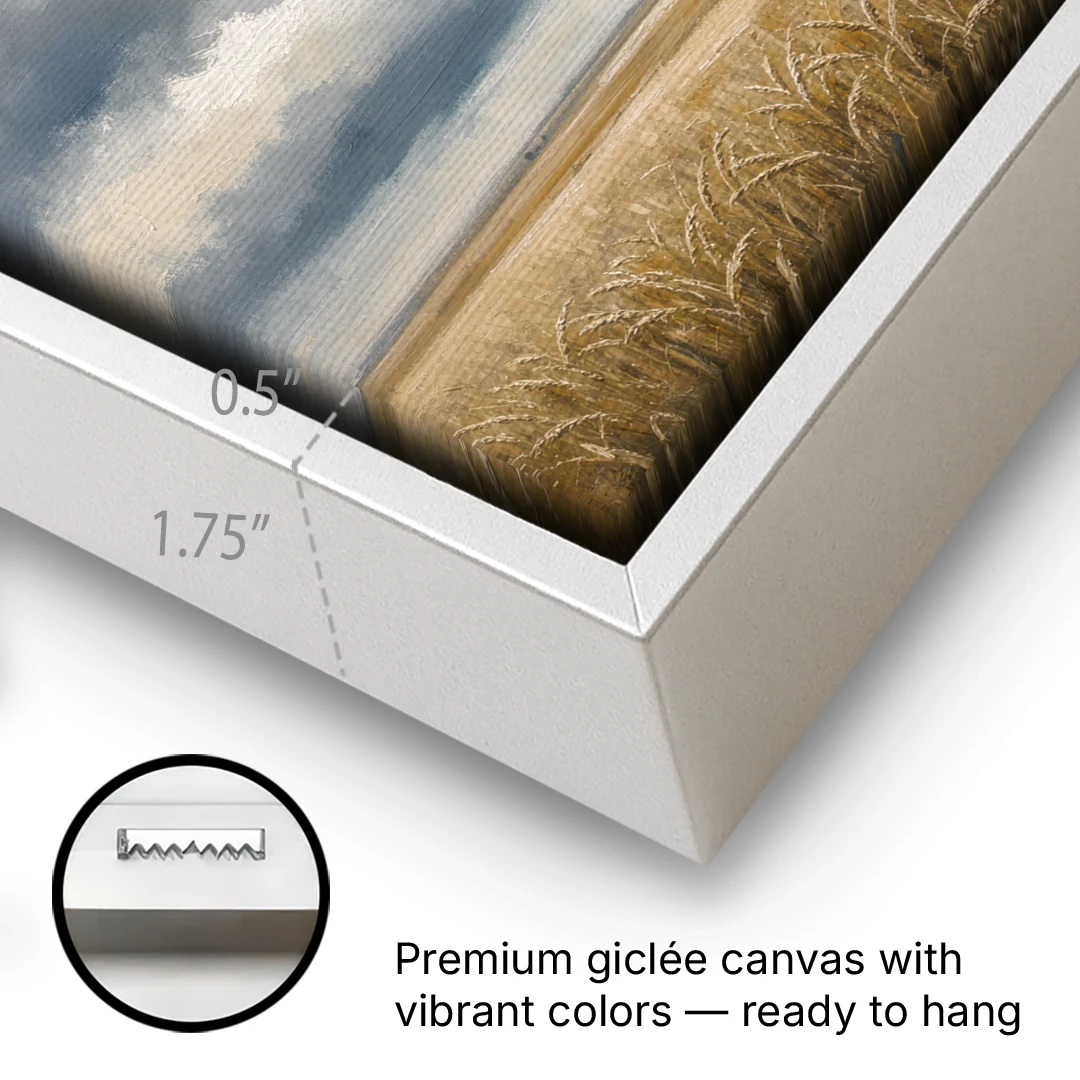 Abstract Landscape Canvas Art of the Open Prairie - White Framed Canvas Wall Art - Gallery Wrap Corner