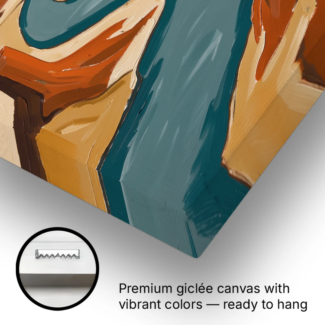 Abstract Landscape Painting of a River and Mesas - Canvas Wall Art - Gallery Wrap Corner
