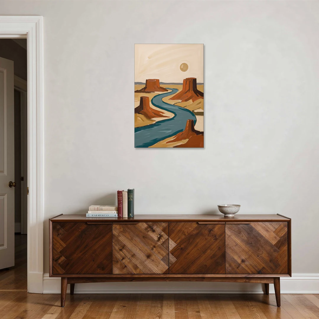 Abstract Landscape Painting of a River and Mesas - Canvas Wall Art - Coffee Table - 24x36