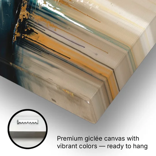 Abstract Mountain Painting with Gold Ridgelines - Canvas Wall Art - Gallery Wrap Corner