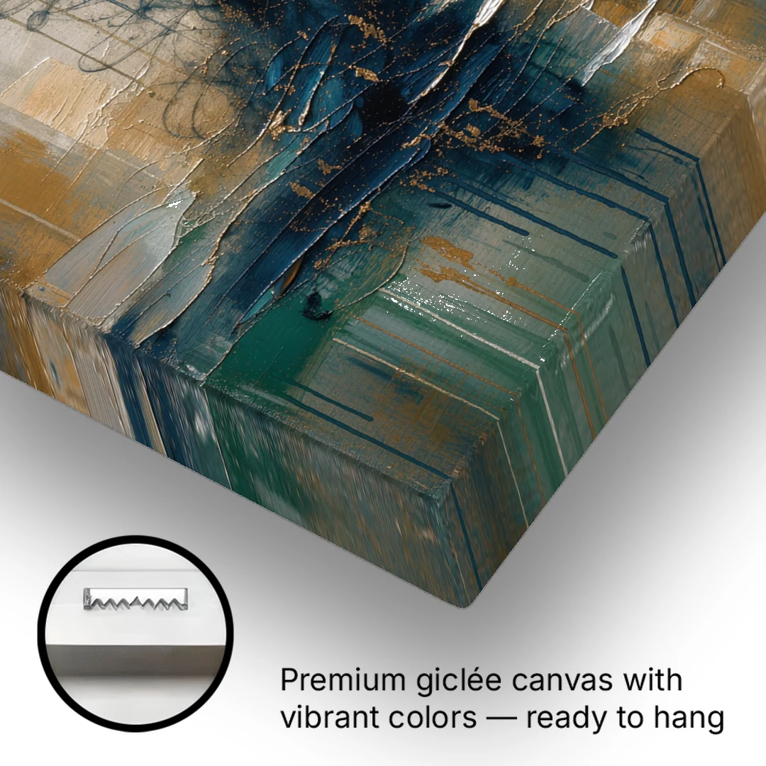 Abstract Navy Plume with Bronze Flecks - Canvas Wall Art - Gallery Wrap Corner
