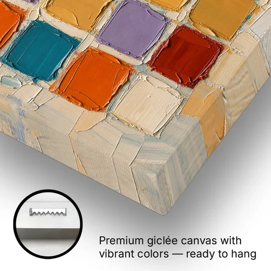 Abstract Orange Knife Tile Grid - Canvas Wall Art - Gallery Wrap Corner