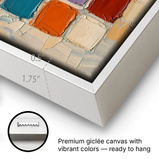 Abstract Orange Knife Tile Grid - White Framed Canvas Wall Art - Gallery Wrap Corner