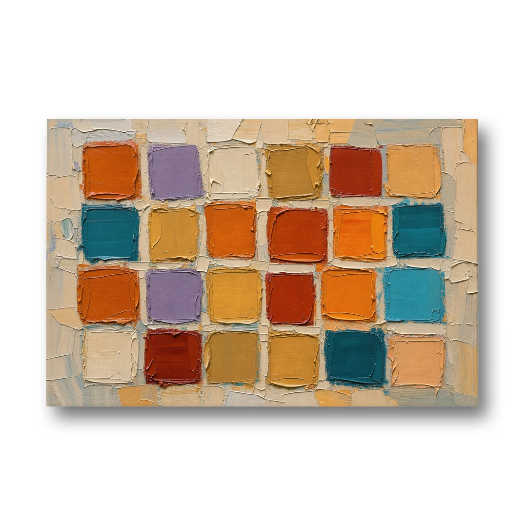 Abstract Orange Knife Tile Grid - Canvas Wall Art - Front