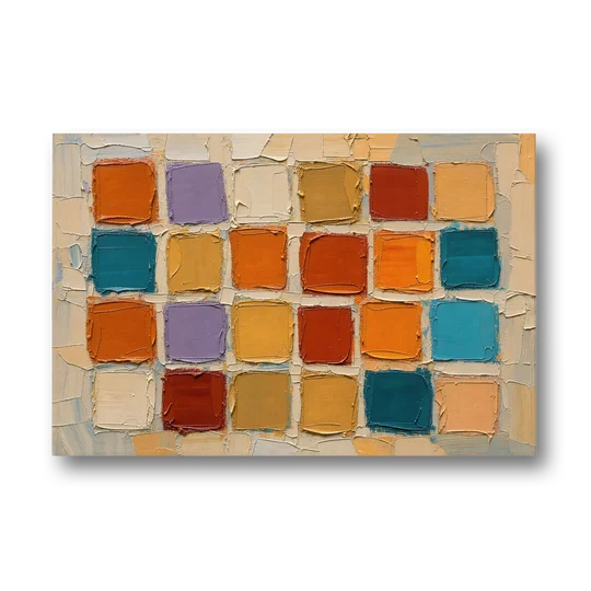 Abstract Orange Knife Tile Grid - Canvas Wall Art - Front