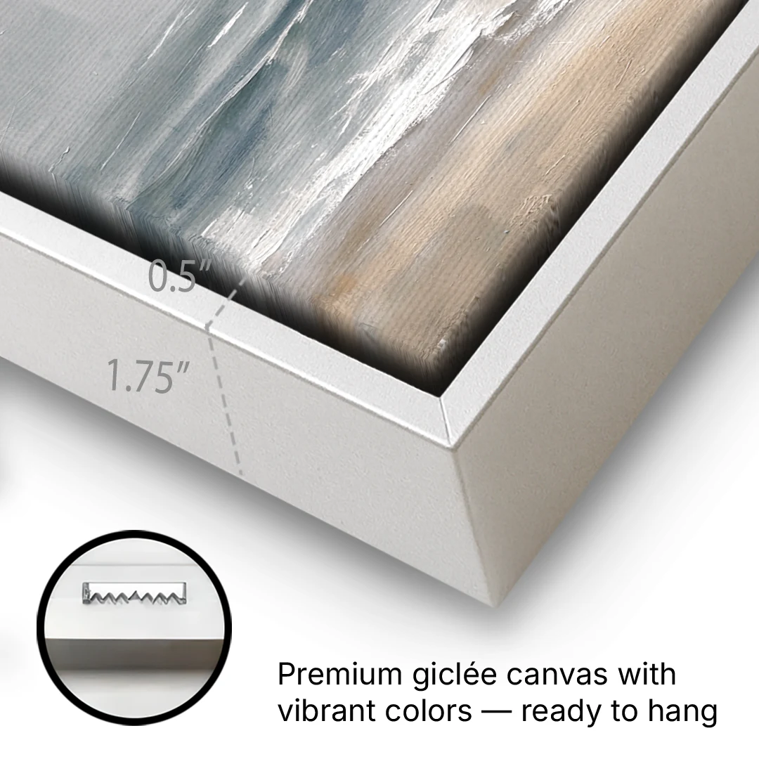 Abstract Pink Sun Through Sea Mist for the Bedroom - White Framed Canvas Wall Art - Gallery Wrap Corner