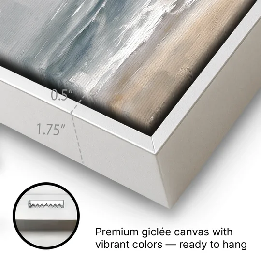 Abstract Pink Sun Through Sea Mist for the Bedroom - White Framed Canvas Wall Art - Gallery Wrap Corner